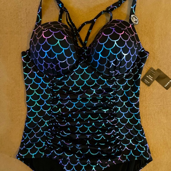 torrid Other - ❌SOLD❌Torrid Iridescent Strappy back Mermaid One Piece  Swimsuit size 2 D/DD♥️